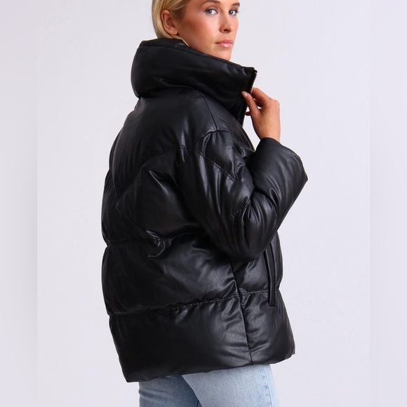 AVEC LES FILLES  FAUX LEATHER QUILTED PUFFER JACKET - Picture 4 of 8